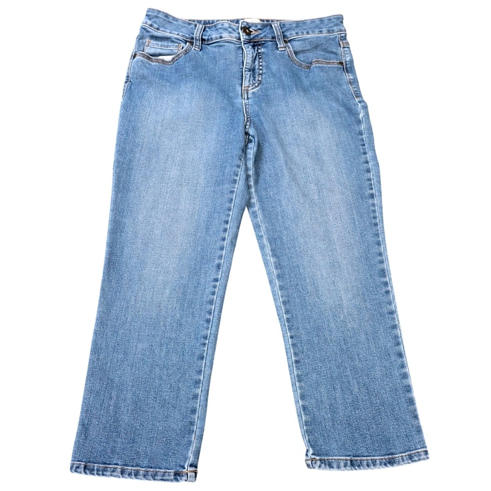 St. John's Bay Crop Jeans Women's Size 8 Blue Medium Wash Straight Leg Stretch‎